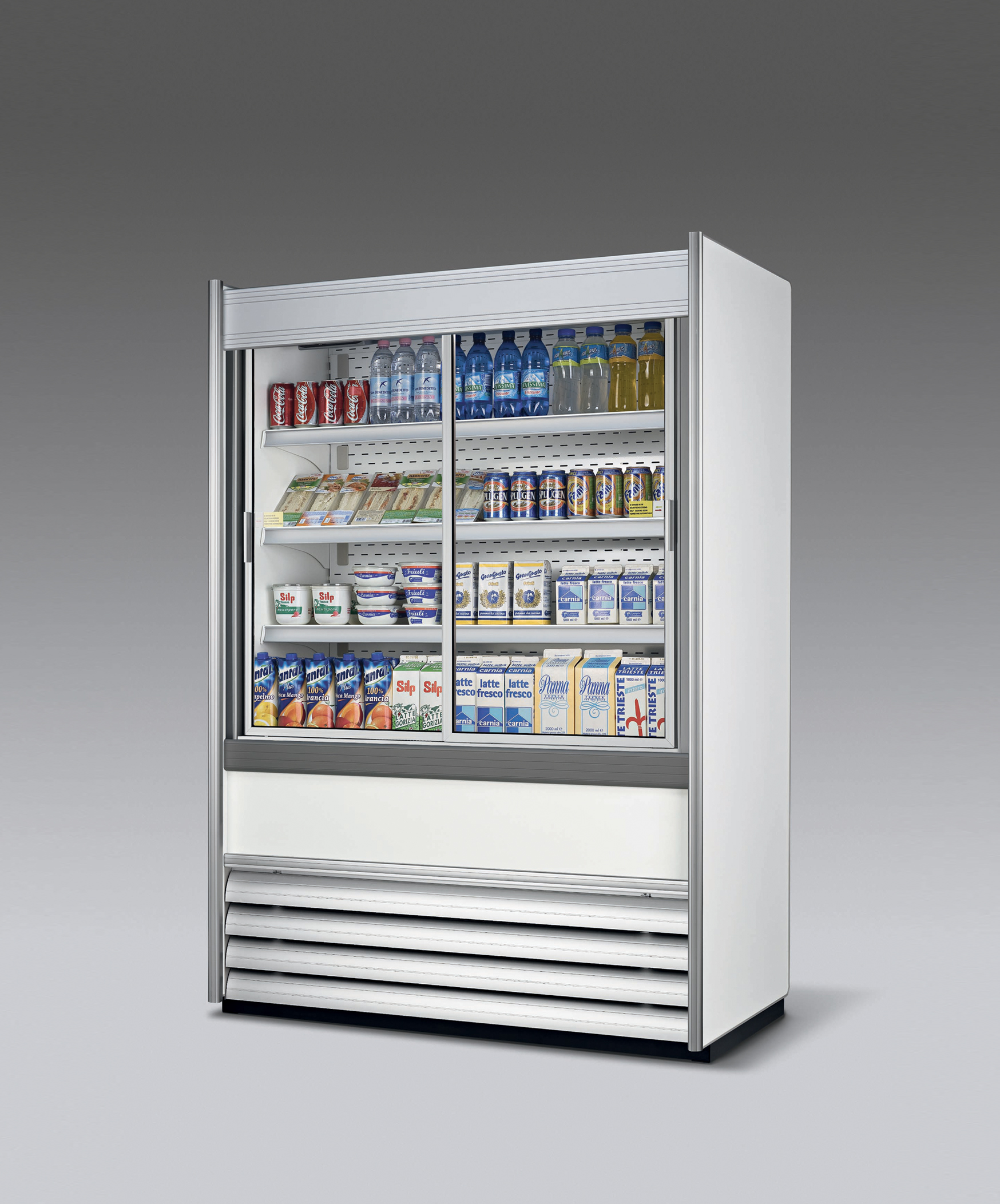 murale_frigo_personalizzato_fogal_CLIPPER_bianco_porte_vetri_scorrevoli